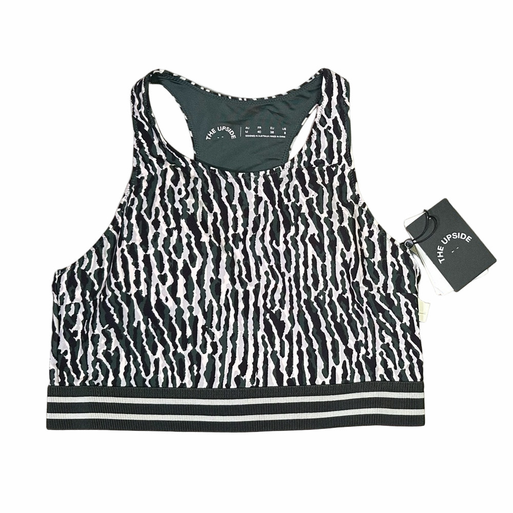 The Upside Bra / Crop top Size 8 Green White and Black